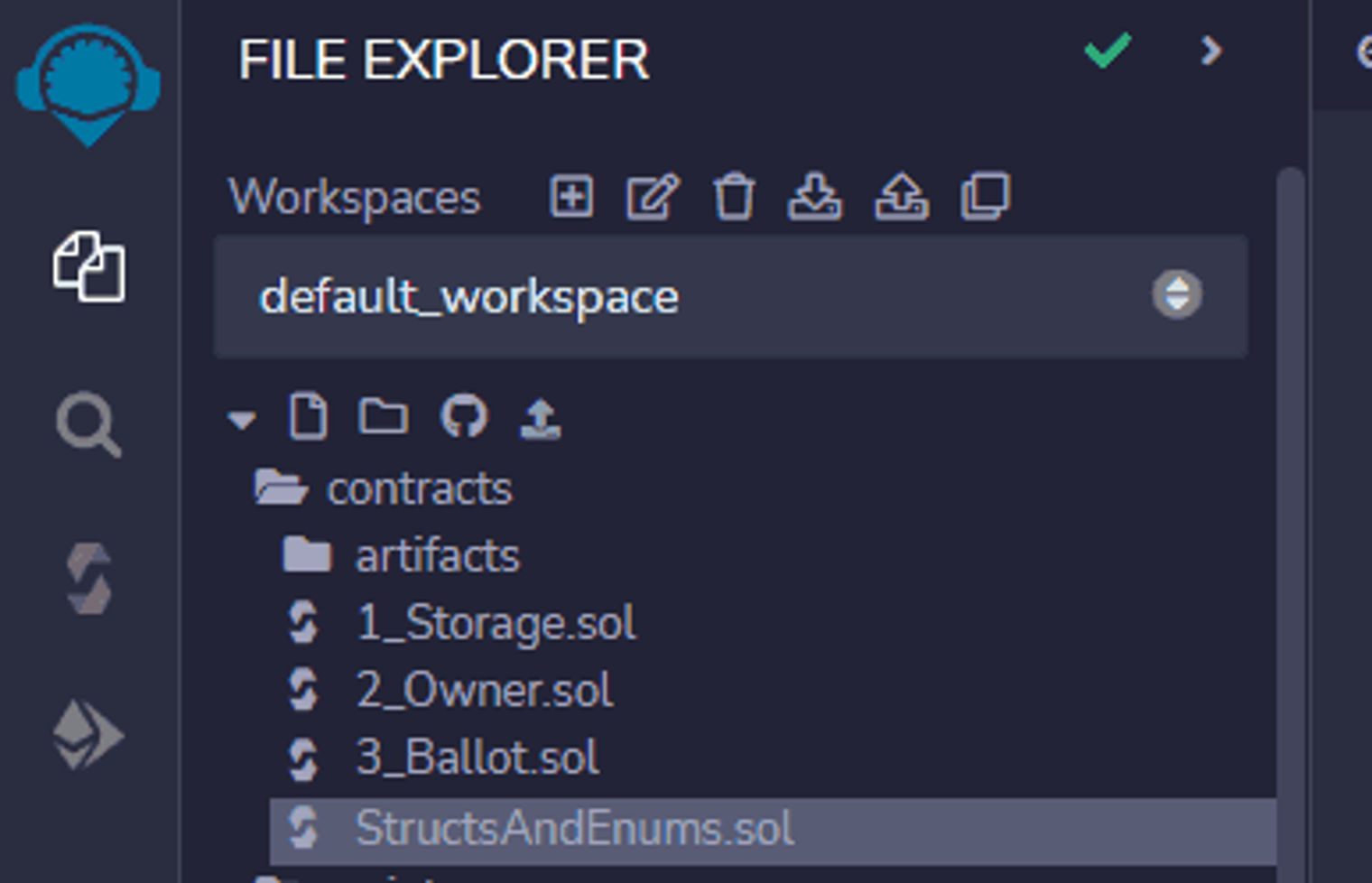 The project's file explorer.