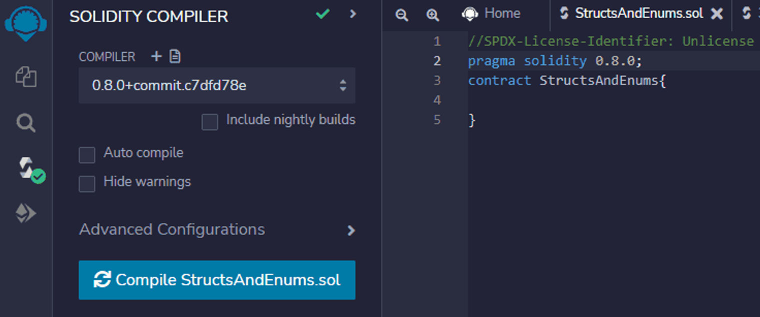The Solidity compiler in an IDE.