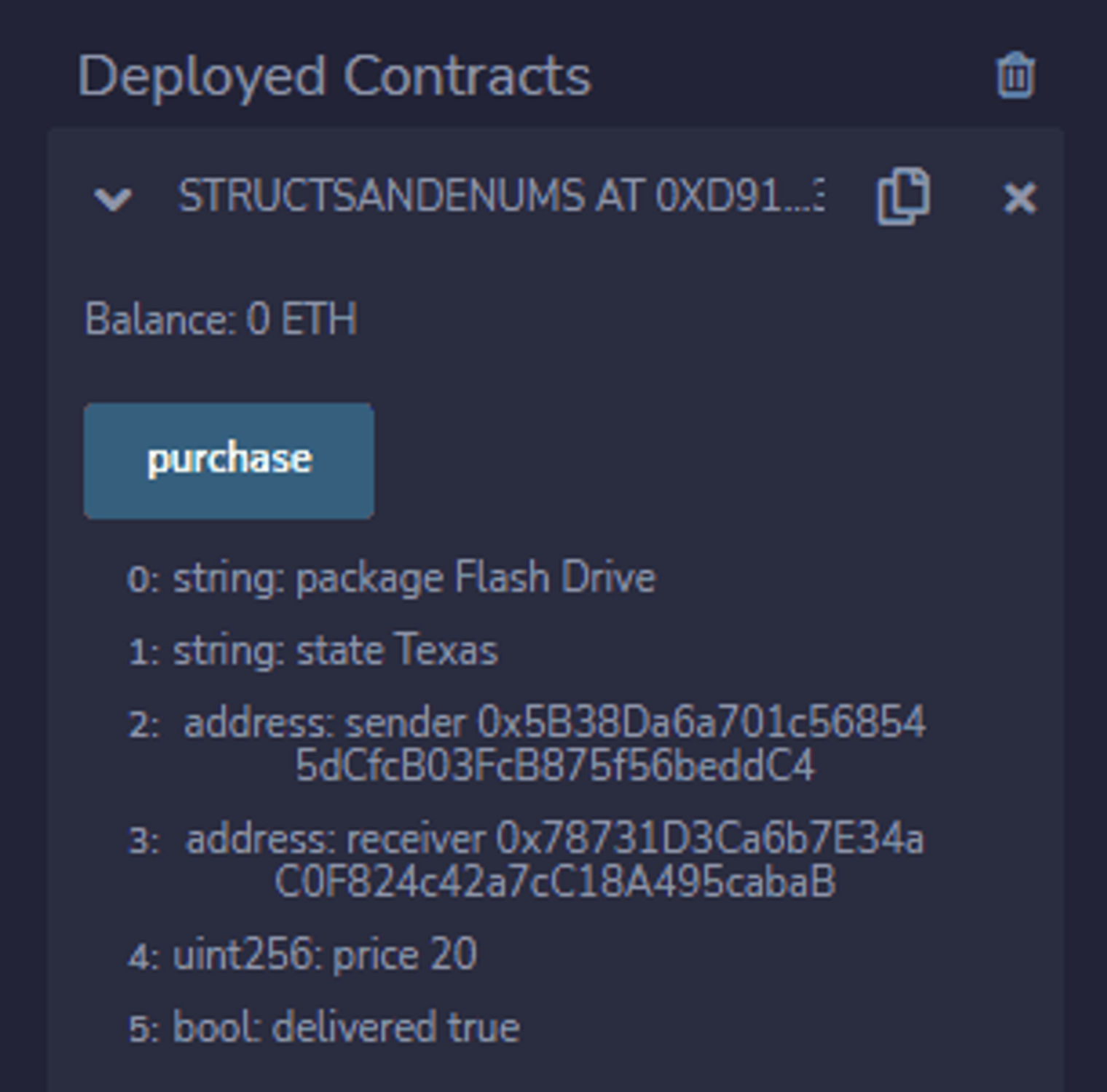 Viewing deployed contracts.