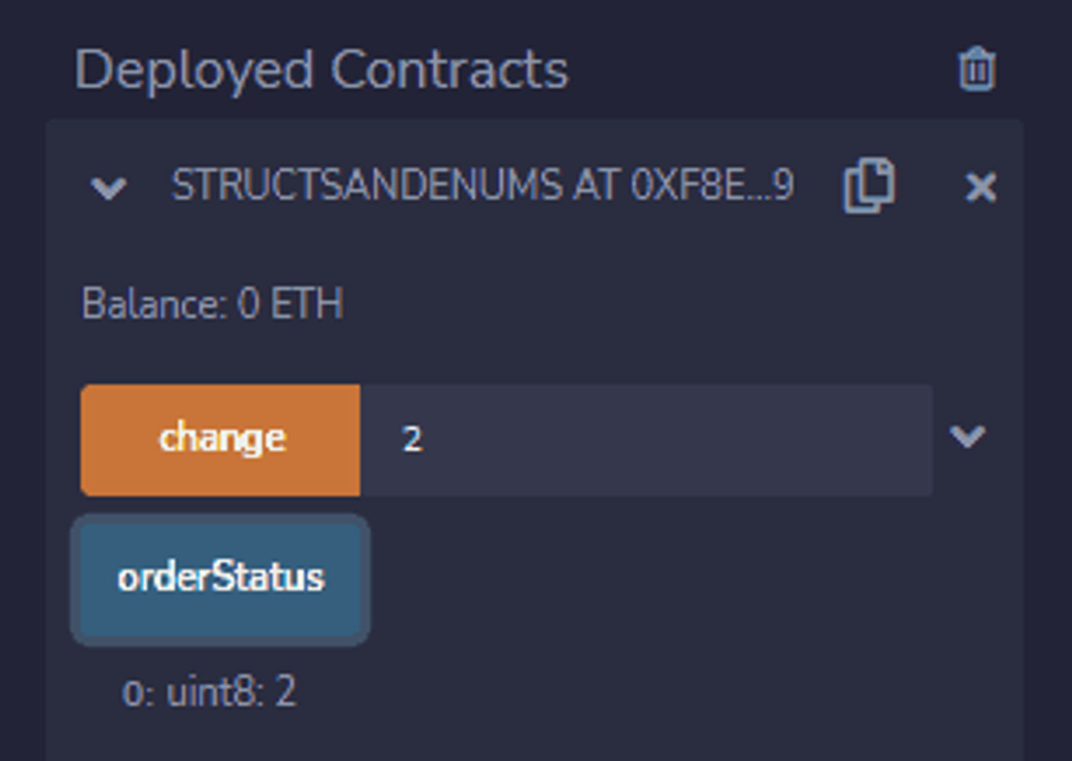 The updated and deployed enum variables.