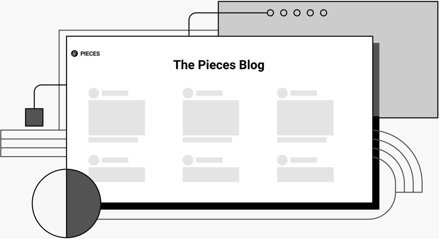 decorative cover image showing a CSS skeleton display wireframe of the pieces blog layout