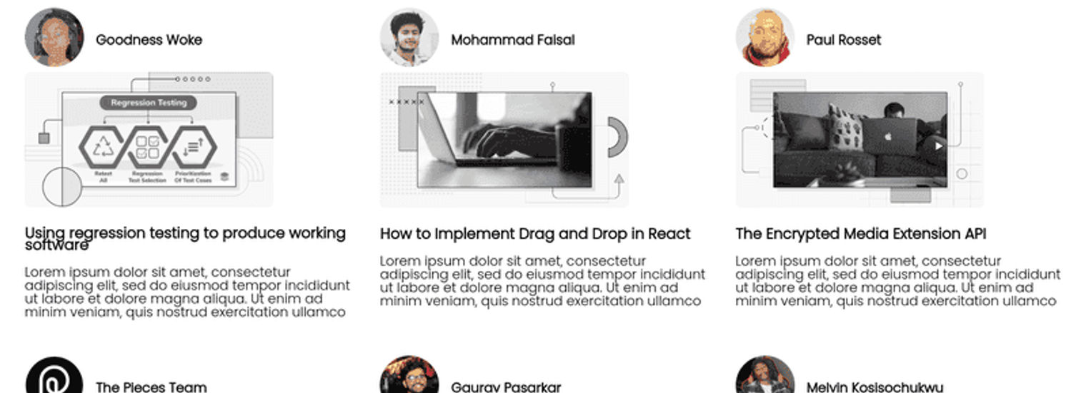 Pieces blog interface