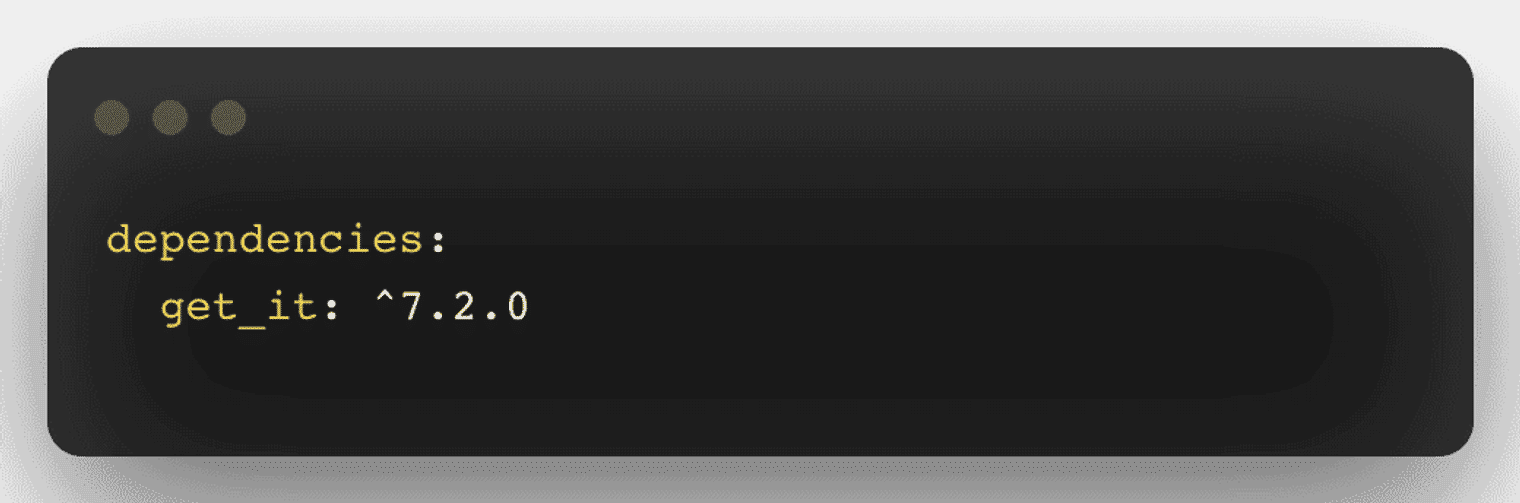 A code snippet with Dart code.