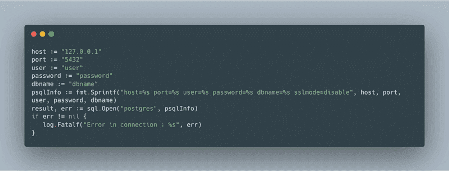 CLI commands to connect to Postgres with Go.