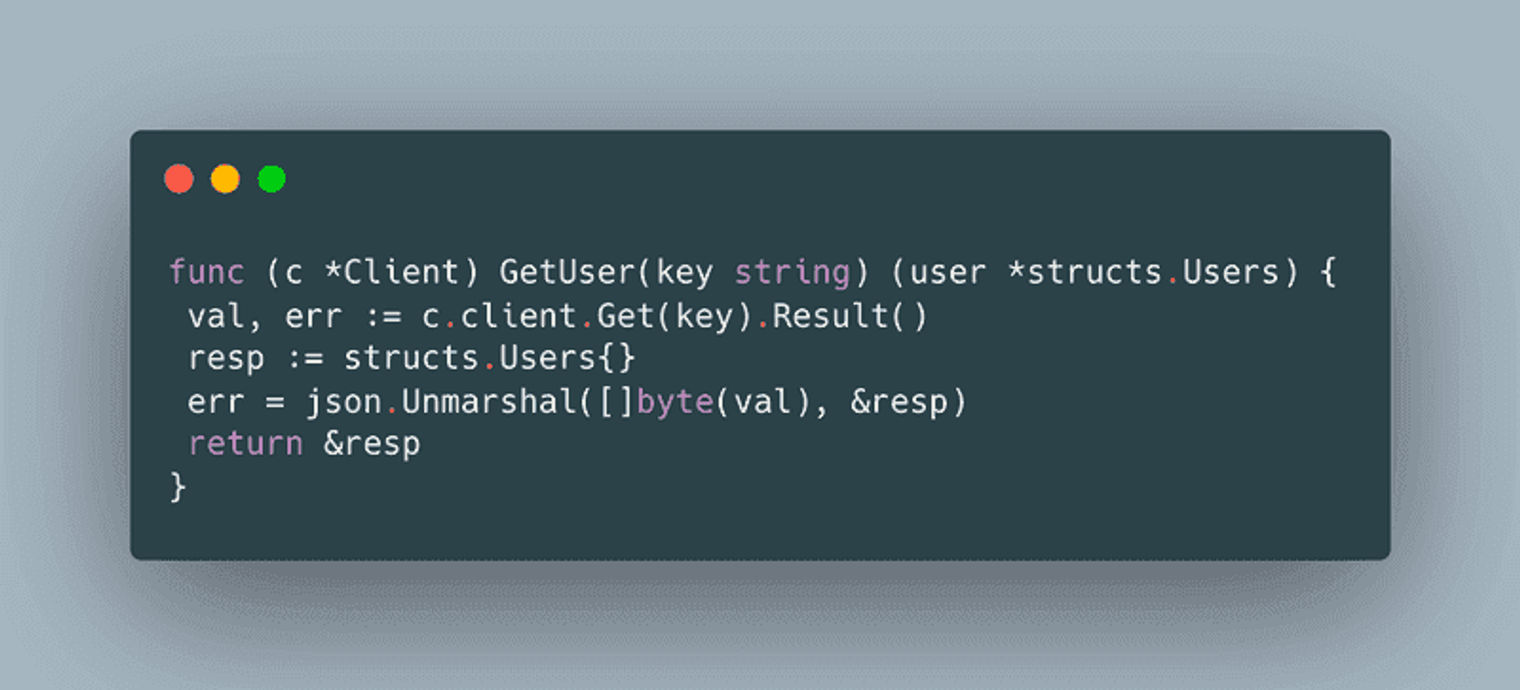 Code snippet to illustrate the Get command.