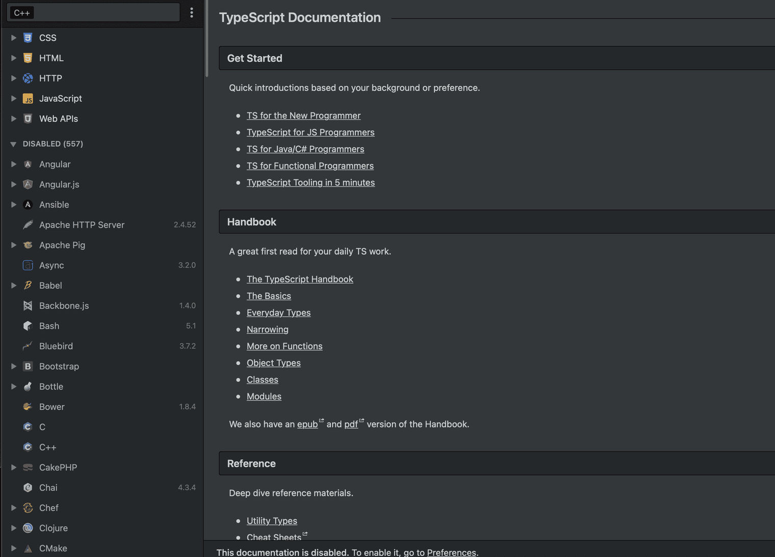 The DevDocs.io site.