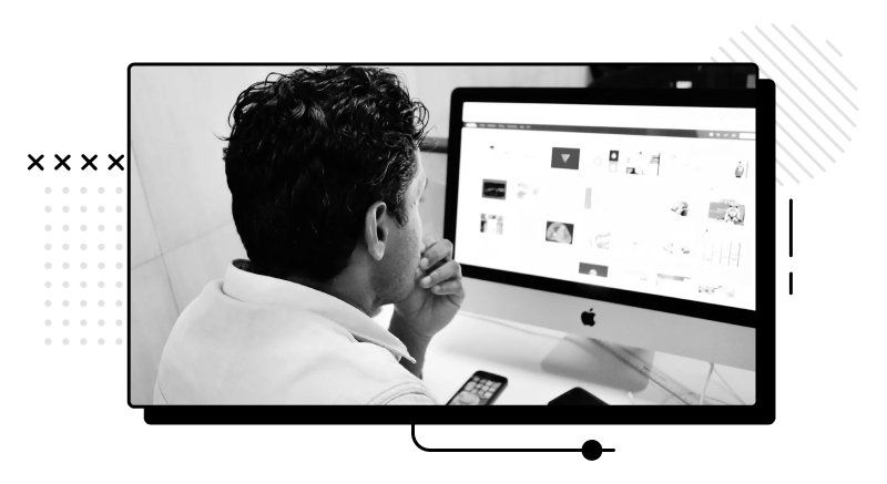 Person looking at laptop.