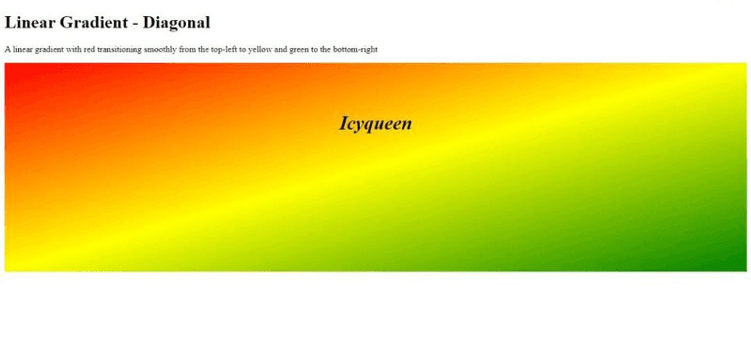 a linear gradient with red transitioning to yellow and then to green on the diagonal
