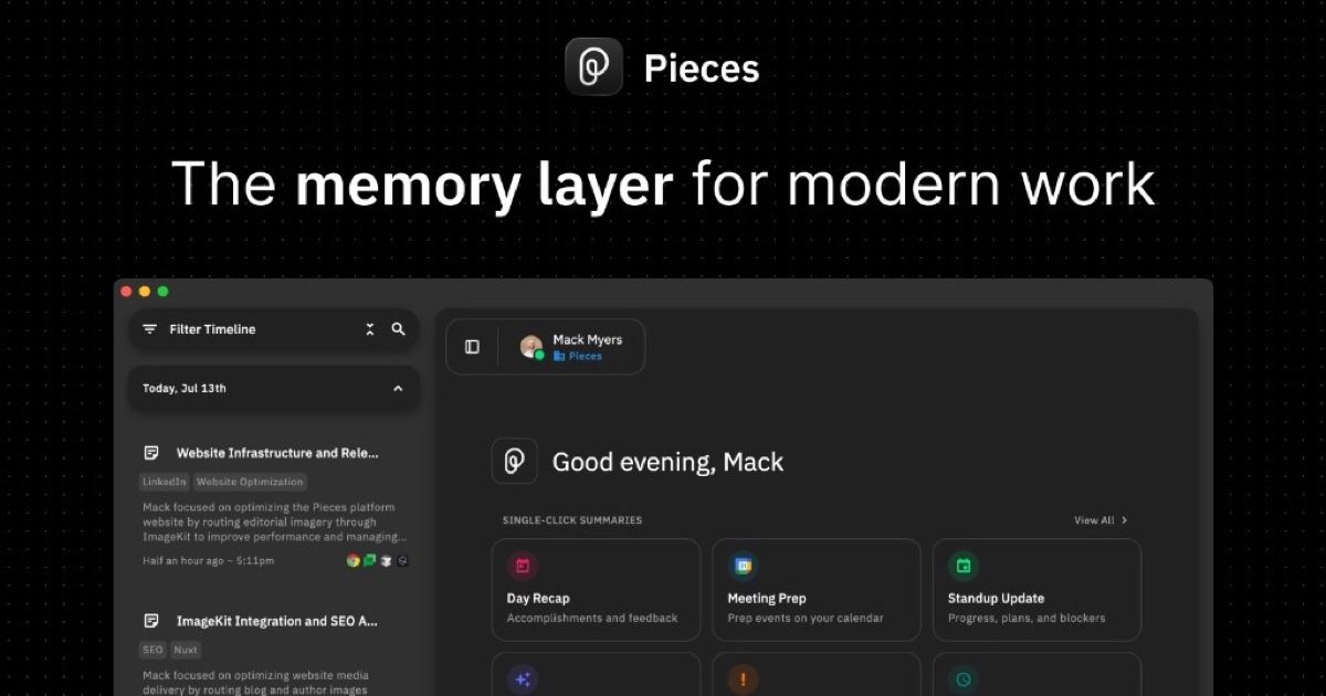 Pieces product interface