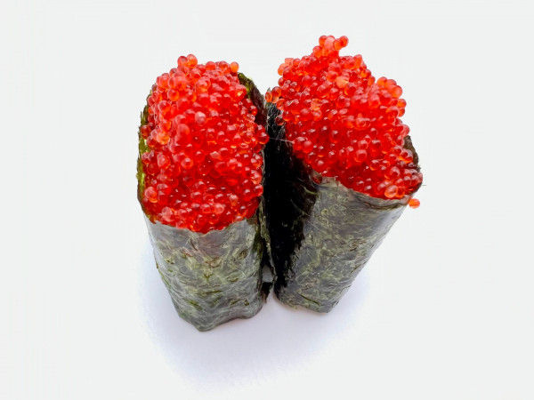 8N TOBIKO Caviar de poisson volant Nigiris/ Flying Fish Roe (2Mcx / 2 Pcs + rice)
