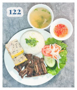 122. CƠM TẤM BÒ NƯỚNG CHẢ TRỨNG