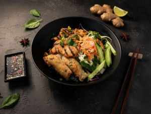 32. Bún Gà Nướng Chả Giò -  Grilled Chicken Spring Roll