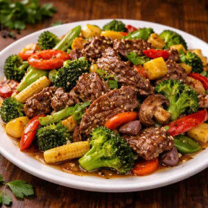B3. Beef with Mixed Vegetable / Bò Xào Rau