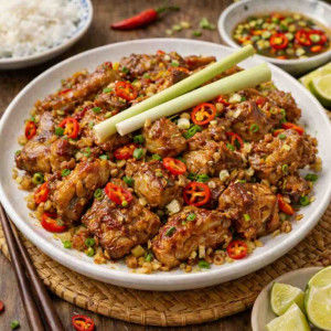 H4. Pork Stir-Fried with Lemongrass & Hot Chilli / Thịt Heo Xào Sả Ớt
