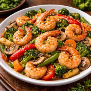 S11. Stir-Fried Shrimp with Vegetable /Tôm Xào Rau