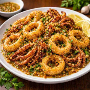 S14. Fried Squid with Garlic Butter / Mực Chiên Bơ Tỏi