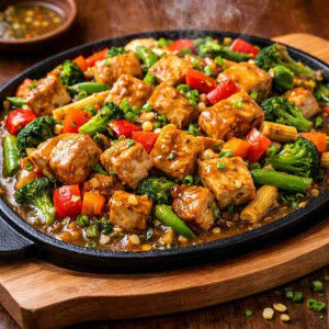 S21. Beef/Chicken with Mixed Vegetable Sizzling Bò/Gà Xào Rau