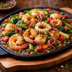 S23. Seafood with Mixed Vegetables Sizzling / Đồ Biển Xào Rau