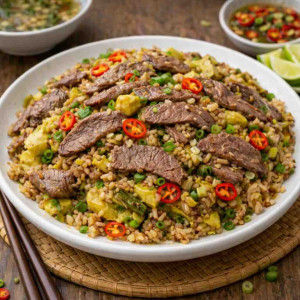 R3. Fried Rice with Beef & Pickled Mustard Green / Cơm Chiên Dưa Bò