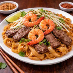 F2 Stir-Fried Rice Noodle with Choice of Beef/Chicken/Pork/Shrimp or Seafood