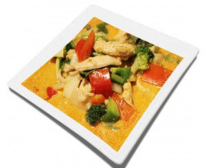 18a. Poulet ou bœuf au cari rouge avec riz / 红咖喱(鸡)牛饭