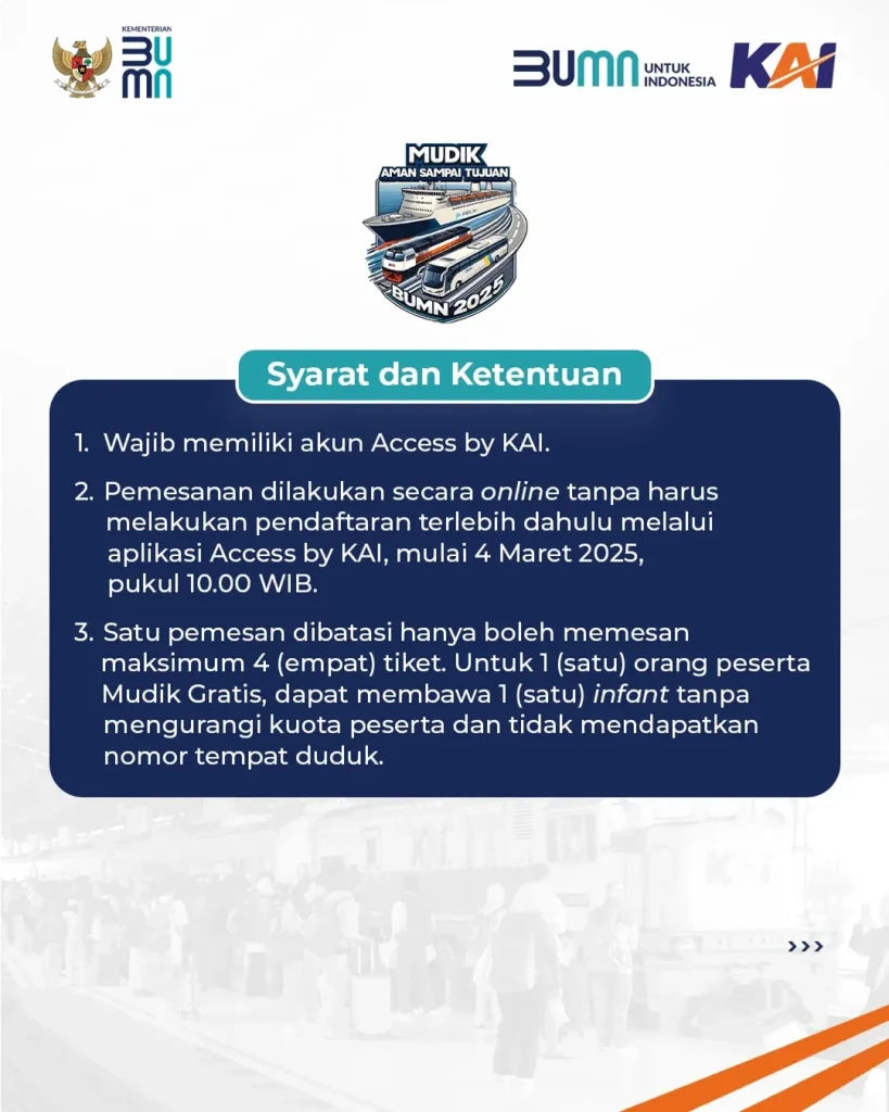 Syarat Mudik Gratis KAI