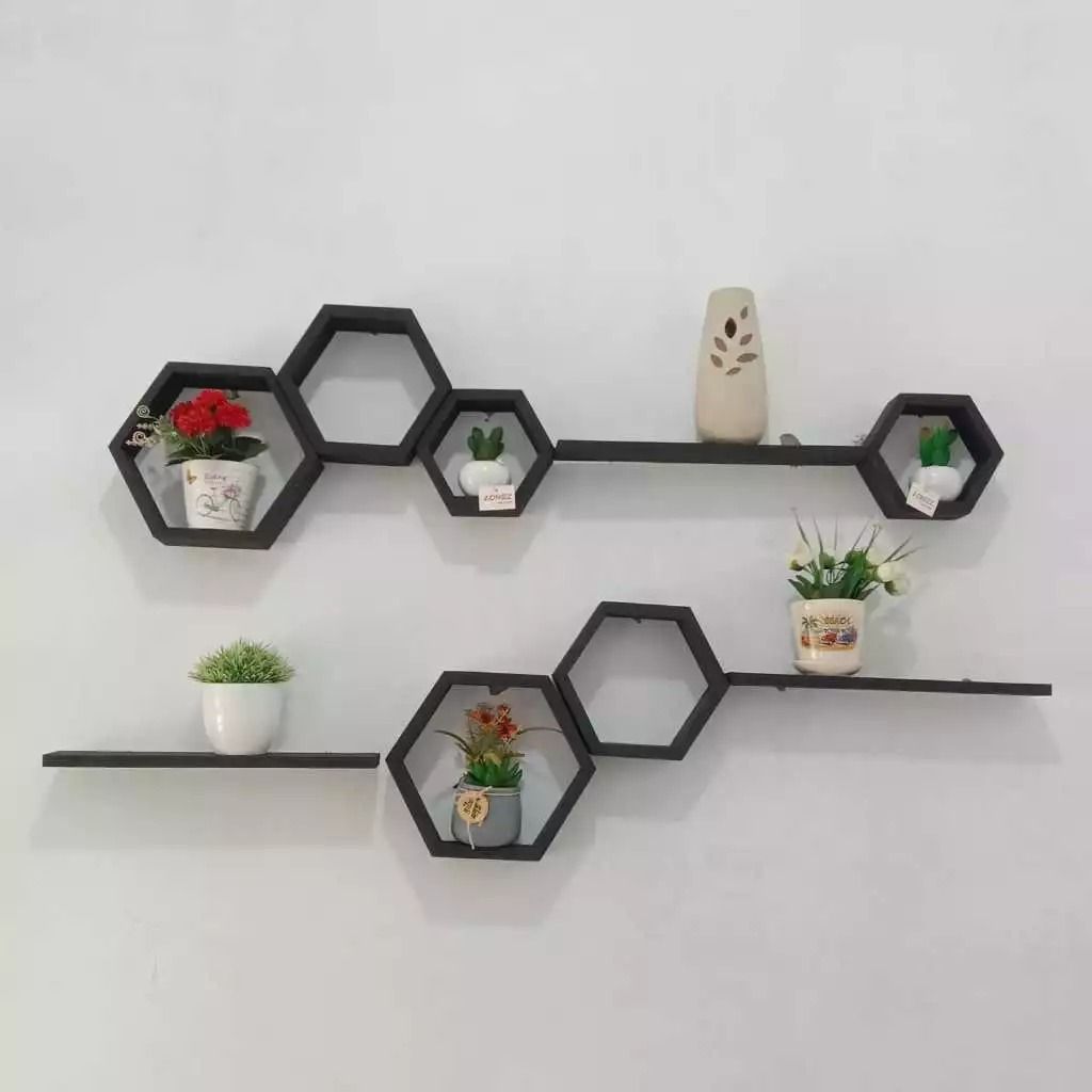 Rak Dinding Hexagon Minimalis