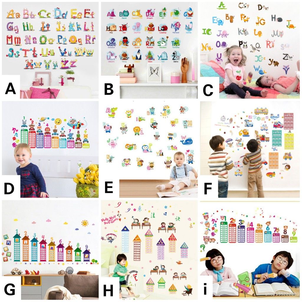 10 Rekomendasi Stiker Dinding Anak yang Lucu, Edukatif, dan Bikin Betah di Kamar! 1 Stiker Dinding Alfabet Warna-Warni