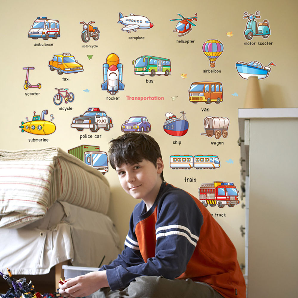 10 Rekomendasi Stiker Dinding Anak yang Lucu, Edukatif, dan Bikin Betah di Kamar! 4 Stiker Dinding Kendaraan dan Transportasi