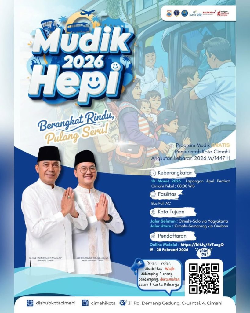 Mudik Gratis Cimahi 2026 Resmi Dibuka, Ini Rute, Kuota, dan Cara Daftarnya 1 Mudik Gratis Cimahi 2026 Resmi Dibuka, Ini Rute, Kuota, dan Cara Daftarnya