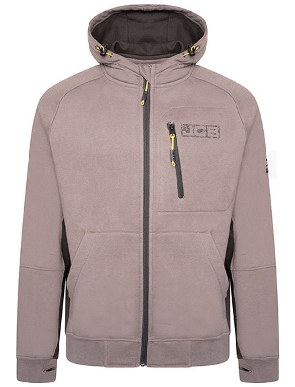 JCB Trade Zip Thru Hoodie Grey 2XL