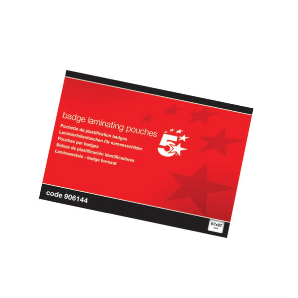 5 Star Office Laminating Pouches 250 Micron for Badge