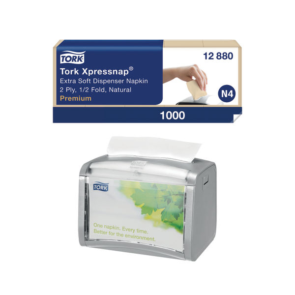 Tork Xpressnap 2-Ply Napkins N atural (Pack of 1000) + FOC Di