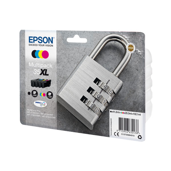Epson 35XL Padlock DURABrite Ultra Ink Cartridge High Yield CMYK Multipack C13T35964010