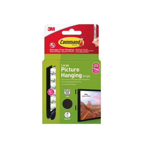 Command Pic Hang Strip L Blk Pk8