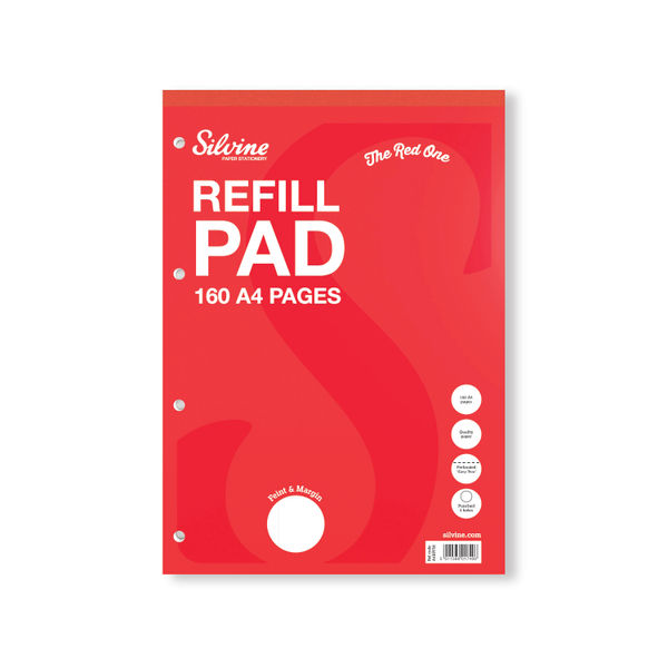 Silvine (A4) Refill Pad Headbound Perforated Punched
