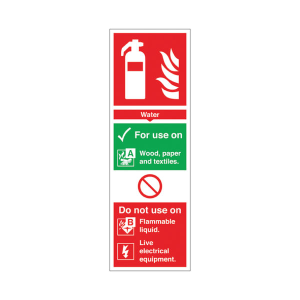 Sign Fire Extgr Water PVC 300x100mm