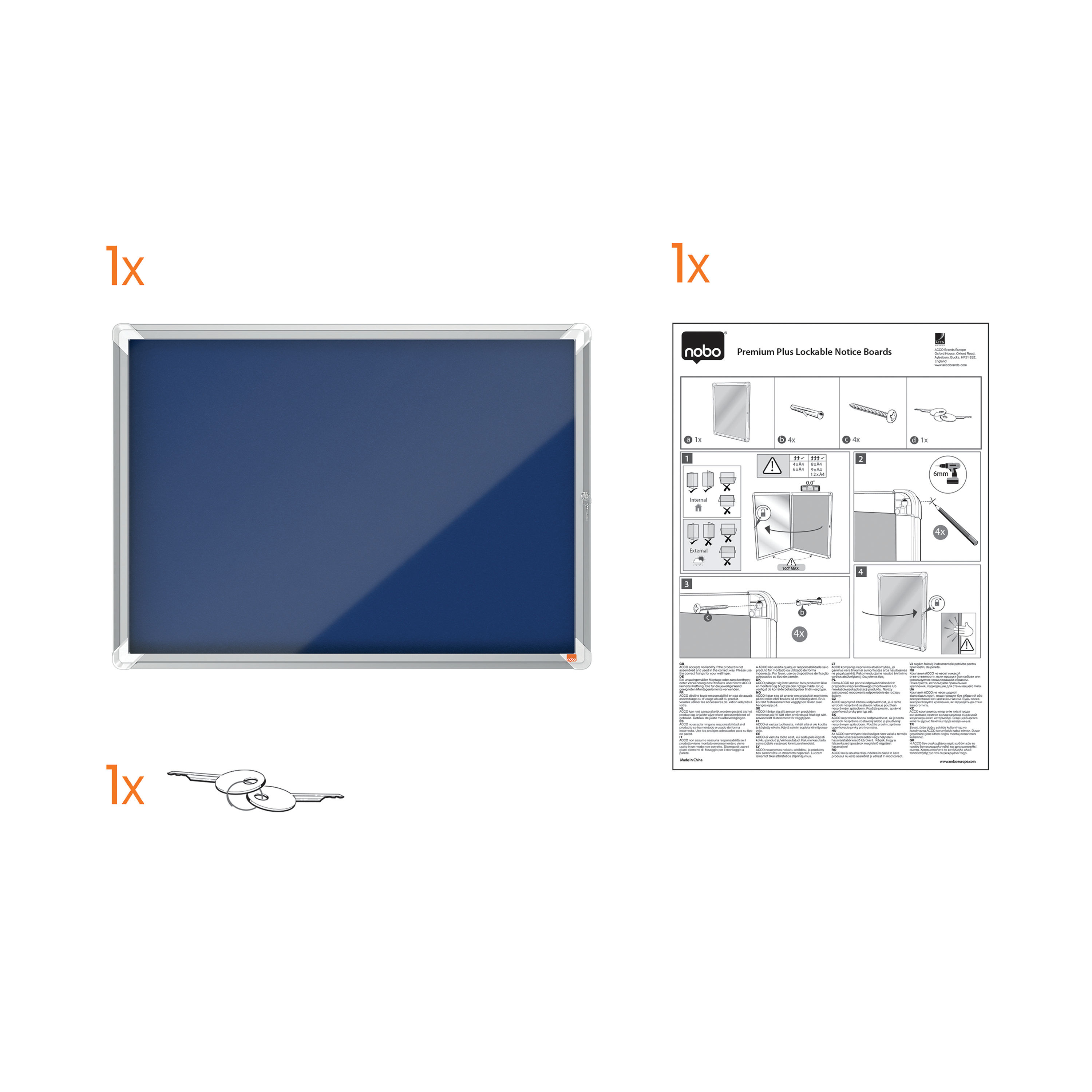 NOBO PREMPLUS FELT NBOARD 9XA4 LOCK - Niche Office Solutions LTD
