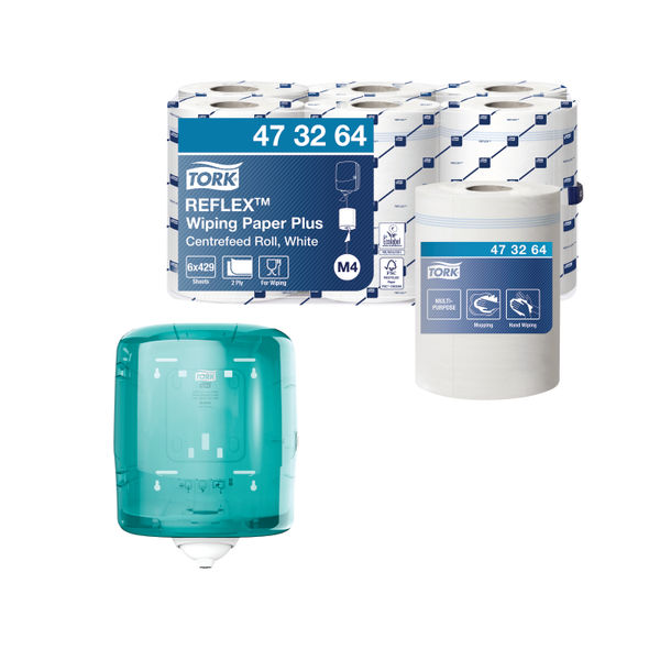 Tork Reflex Centrefeed Roll 2- Ply 150m White (Pack of 6) + F