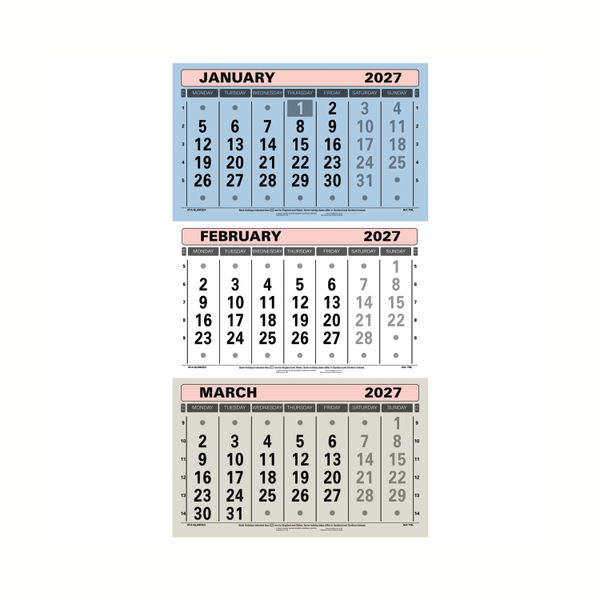At-A-Glance 3 Monthly Calendar 2027 TML27