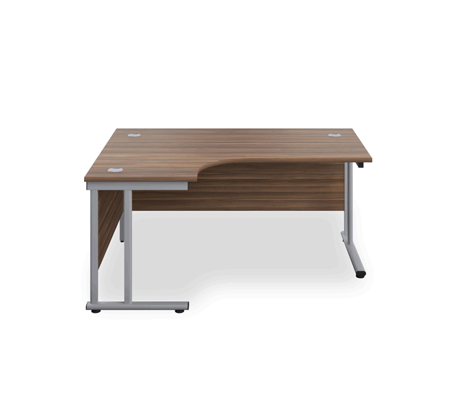Jemini 1600mm Dark Walnut/Silver Cantilever Left Hand Radial Desk