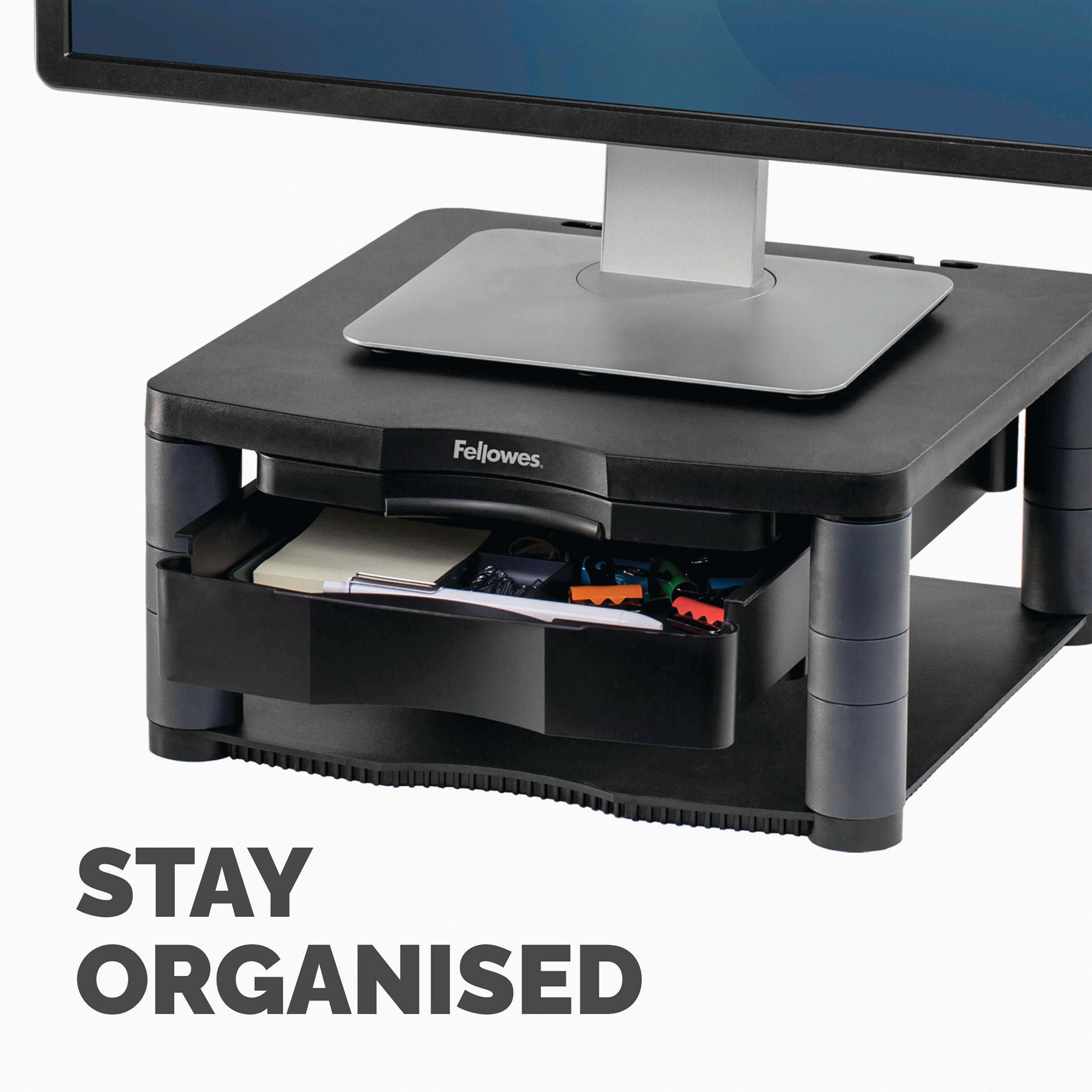 FELLOWES PREM MON STAND+ GRAPHITE - Niche Office Solutions LTD
