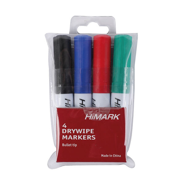 Assorted Bullet Tip Whitebrd Marker Pk4