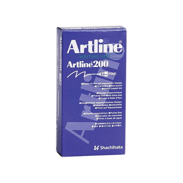 Artline 200 Pens Black Pk12