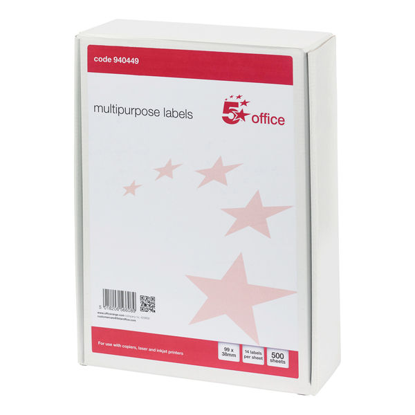 5 Star Office Multipurpose Labels Laser Copier Inkjet