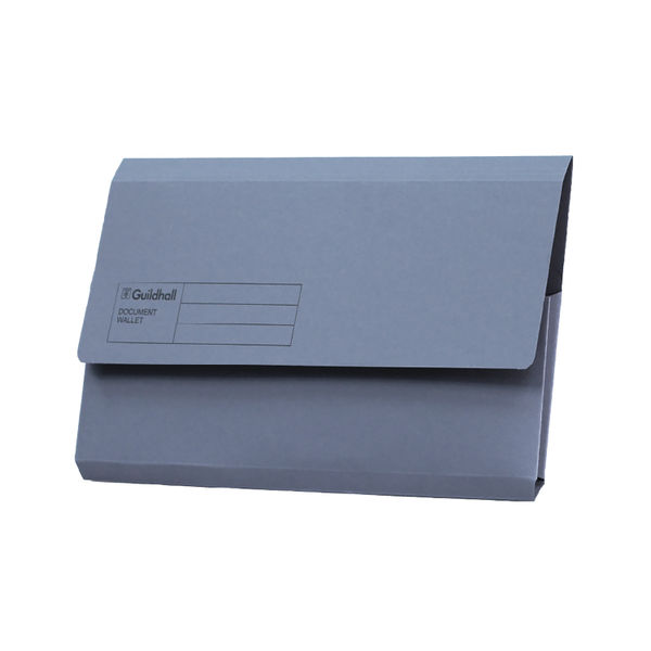 Guildhall Blue Angel Document Wallet Manilla Foolscap Half Flap 285gsm Blue (Pack 50) - GDW1-BLUZ