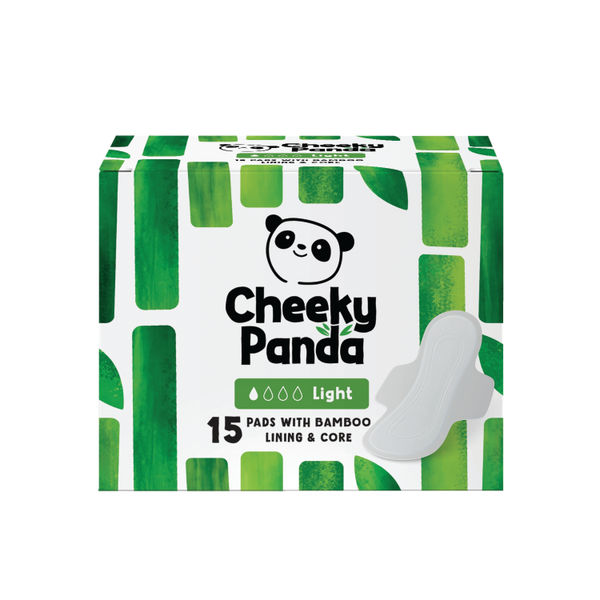 Cheeky Panda Pads with Wings Light Bamboo Lining and Core 15 Pads per Pack (Pack of 6) SPADS240mm