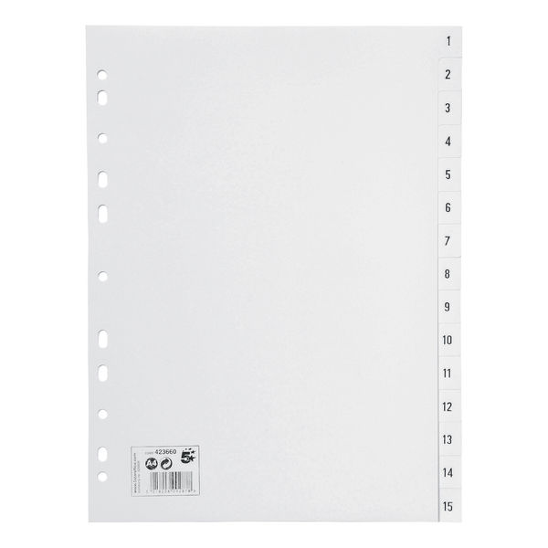 Index 1-15 Multipunched 120mi A4 Wht