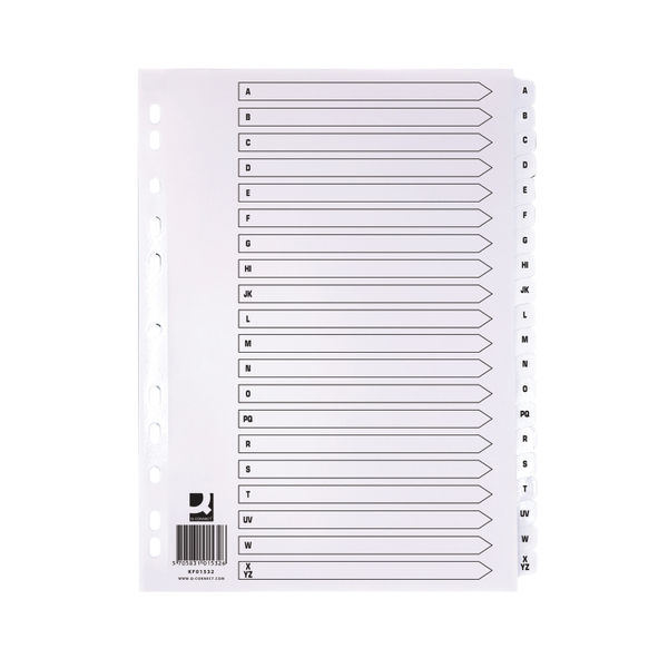 ValueX Index A-Z A4 Card White 150gsm with White Mylar Tabs 80058DENT