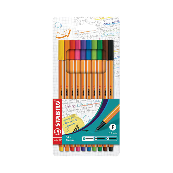 Stabilo Point 88 Fineliner Pen Wallet Assorted (Pack of 10) 8810